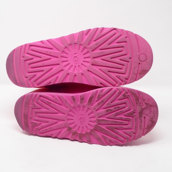 UGG Classic Clear Rubber Mini Boot Pink Womens Size 7 Rubber Sheepskin Lined - Picture 7 of 10